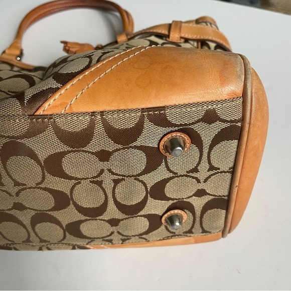 Coach Brown Signature Logo Tassle Purse Large - Picture 9 of 14